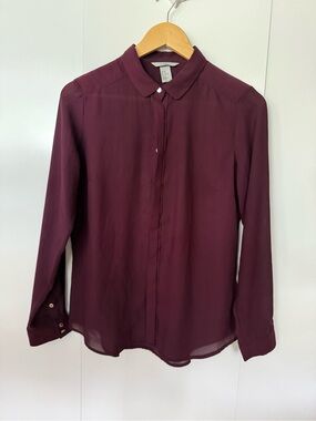 FREE W/PURCHASE of $50+: H&M Women's Burgundy Button-Down Blouse